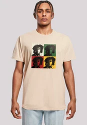 F4NT4STIC T-Shirt Bob Marley Colour Blocks Two Sleeves Creme/Beige/Khaki