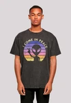 F4NT4STIC T-Shirt Alien Peace Sunset Schwarz/Rot/Lila/Orange