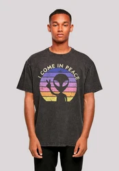 F4NT4STIC T-Shirt Alien Peace Sunset Schwarz/Rot/Lila/Orange
