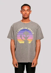 F4NT4STIC T-Shirt Alien Peace Sunset Rot/Creme/Hellblau/Lila/Mischfarben/Beige/Orange
