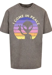 F4NT4STIC T-Shirt Alien Peace Sunset Rot/Creme/Hellblau/Lila/Mischfarben/Beige/Orange