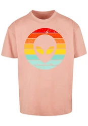 F4NT4STIC T-Shirt Alien Retro Sonnenuntergang Rosa/Orange/Mischfarben