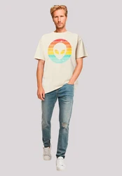 F4NT4STIC T-Shirt Alien Retro Sonnenuntergang Creme/Mischfarben/Beige/Weiß/Gelb/Khaki