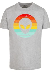 F4NT4STIC T-Shirt Alien Retro Sonnenuntergang Grau/Hellgrau/Mischfarben