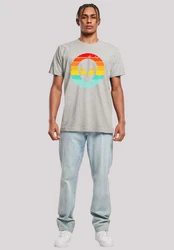 F4NT4STIC T-Shirt Alien Retro Sonnenuntergang Grau/Hellgrau/Mischfarben
