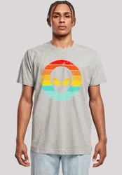 F4NT4STIC T-Shirt Alien Retro Sonnenuntergang Grau/Hellgrau/Mischfarben