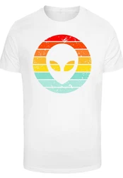 F4NT4STIC T-Shirt Alien Retro Sonnenuntergang Weiß/Mischfarben/Gelb/Orange