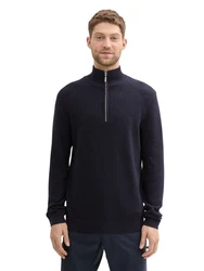 TOM TAILOR Strickpullover STRUCTURED KNIT TROYER Dunkelblau/Hellblau/Blau