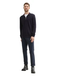 TOM TAILOR Strickpullover STRUCTURED KNIT TROYER Dunkelblau/Hellblau/Blau