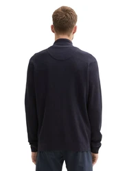 TOM TAILOR Strickpullover STRUCTURED KNIT TROYER Dunkelblau/Hellblau/Blau