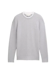 TOM TAILOR Strickpullover Grau/Hellgrau/Silber
