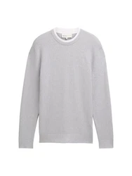 TOM TAILOR Strickpullover Grau/Hellgrau/Silber
