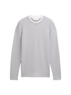 TOM TAILOR Strickpullover Grau/Hellgrau/Silber