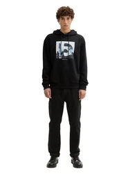 TOM TAILOR Denim Sweatshirt Hoodie mit Print hellblau/grau/hellgrau/schwarz