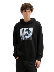 TOM TAILOR Denim Sweatshirt Hoodie mit Print hellblau/grau/hellgrau/schwarz