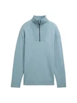 TOM TAILOR Strickpullover Troyer Relaxed Fit Blau/Grau/Hellblau/Türkis