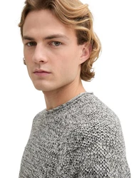 TOM TAILOR Strickpullover Grau/Hellgrau/Schwarz/Dunkelgrau