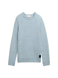 TOM TAILOR Strickpullover Grau/Blau/Hellblau