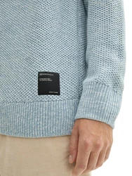 TOM TAILOR Strickpullover Grau/Blau/Hellblau