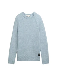 TOM TAILOR Strickpullover Grau/Blau/Hellblau