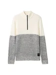 TOM TAILOR Denim Strickpullover Grau/Hellgrau/Weiß