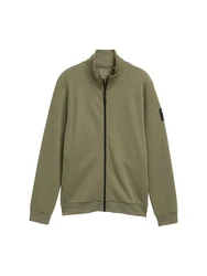 TOM TAILOR Denim Sweatjacke mit Stehkragen Dunkelgrün/Khaki