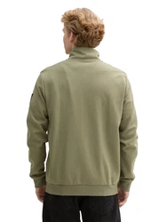 TOM TAILOR Denim Sweatjacke mit Stehkragen Dunkelgrün/Khaki