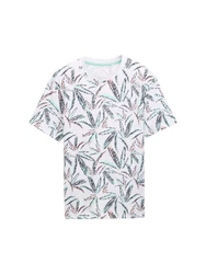 TOM TAILOR T-Shirt mit Muster Weiß/Grün/Hellblau/Creme