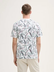 TOM TAILOR T-Shirt mit Muster Weiß/Grün/Hellblau/Creme