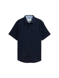 TOM TAILOR Kurzarmhemd Fitted Dunkelblau/Blau/Hellblau
