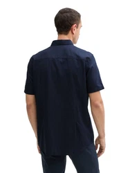 TOM TAILOR Kurzarmhemd Fitted Dunkelblau/Blau/Hellblau