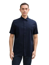 TOM TAILOR Kurzarmhemd Fitted Dunkelblau/Blau/Hellblau