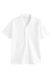 Next Kurzarmhemd Piqu Hemd Weiß/Creme