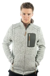 OS-Trachten Strickfleecejacke Nucku Outdoorjacke mit Stehkragen und Brusttasche Hellgrau/Grau/Dunkelgrau