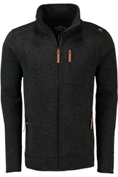 OS-Trachten Strickfleecejacke Nucku Outdoorjacke mit Stehkragen und Brusttasche Dunkelgrau/Schwarz/Grau
