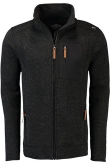 OS-Trachten Strickfleecejacke Nucku Outdoorjacke mit Stehkragen und Brusttasche Dunkelgrau/Schwarz/Grau