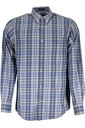 Langarmhemd Herren Langarmhemd Blau - Regular Fit, Button-Down-Kragen, Brusttasche