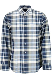 Langarmhemd Elegantes blaues Herrenhemd - Button-Down, regulre Passform