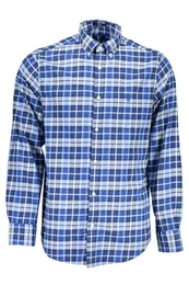 Langarmhemd Herren Blaues Langarmhemd mit Button-Down-Kragen und Brusttasche
