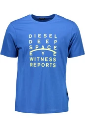 T-Shirt Herren T-Shirt Blau: Kurzarm, Rundhals, Logo-Print