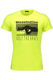 T-Shirt Herren Gelbes Kurzarm T-Shirt mit Print und