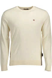 Strickpullover Beiger Herren Pullover mit Rundhalsausschnitt und Stickerei-Details