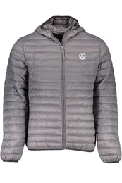 Outdoorjacke Leichte Herrenjacke Grau mit Kapuze und Reiverschluss