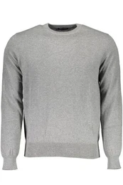 Strickpullover Grauer Herrenpullover aus recycelten Fasern mit Stickerei