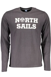 T-Shirt Graues Herren Langarmshirt mit Rundhals und Druck -