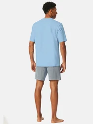 Schiesser Shorty Comfort Nightwear Blau/Grau/Hellblau