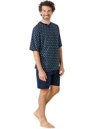 Pyjama Herren-Shorty Single-Jersey gemustert