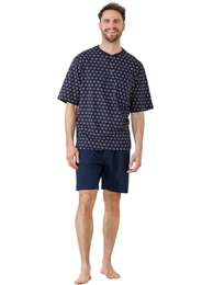 Pyjama Herren-Shorty Single-Jersey gemustert