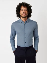 DESOTO Langarmhemd Hellblau/Dunkelblau/Blau