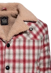 KingKerosin Winterjacke mit Teddyfutter Rot/Braun/Creme